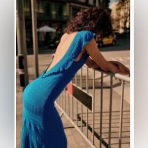 Sezane Aphrodite Dress Bleu Caraïbes - Size M